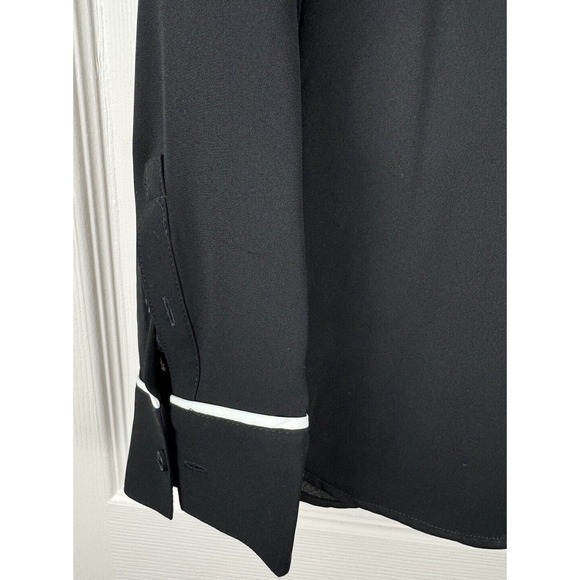 Express The Portofino Shirt Black White Piping Button Up Blouse‎ S Preppy 48-0 - Picture 8 of 12